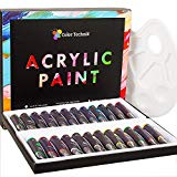 Best Paint For Canvas - Buyer's Guide 18 Acrylic Paint Set By Color Technik, Professional Artist Quality,...